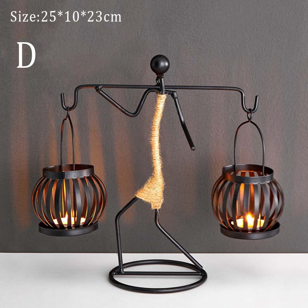 Metal candle holder abstract figure sculpture