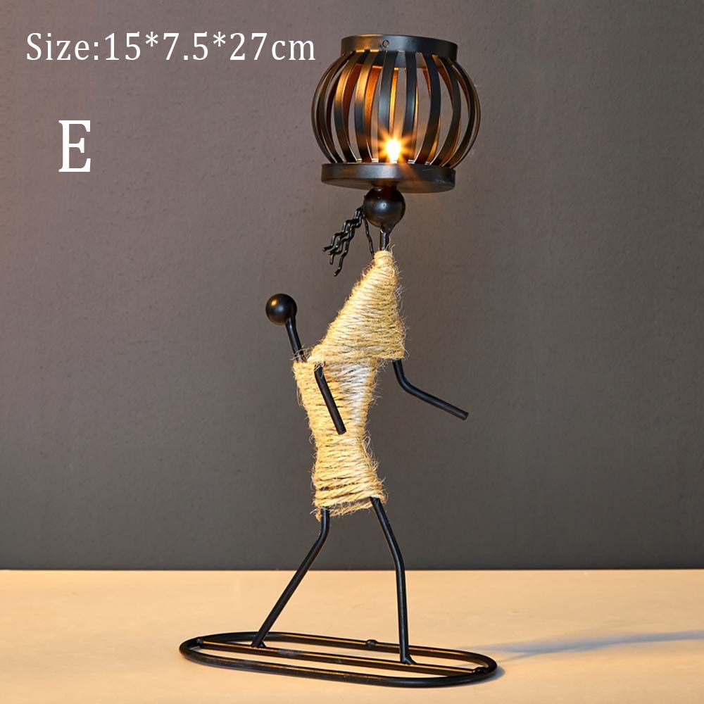 Metal candle holder abstract figure sculpture