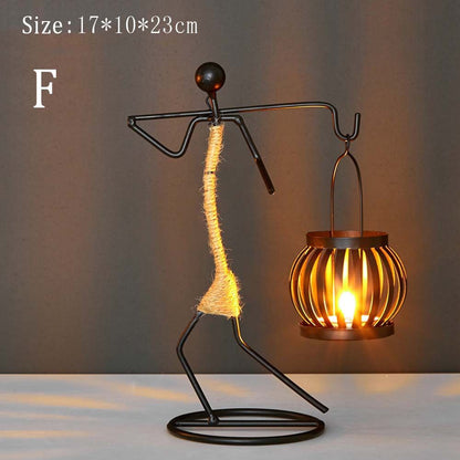 Metal candle holder abstract figure sculpture