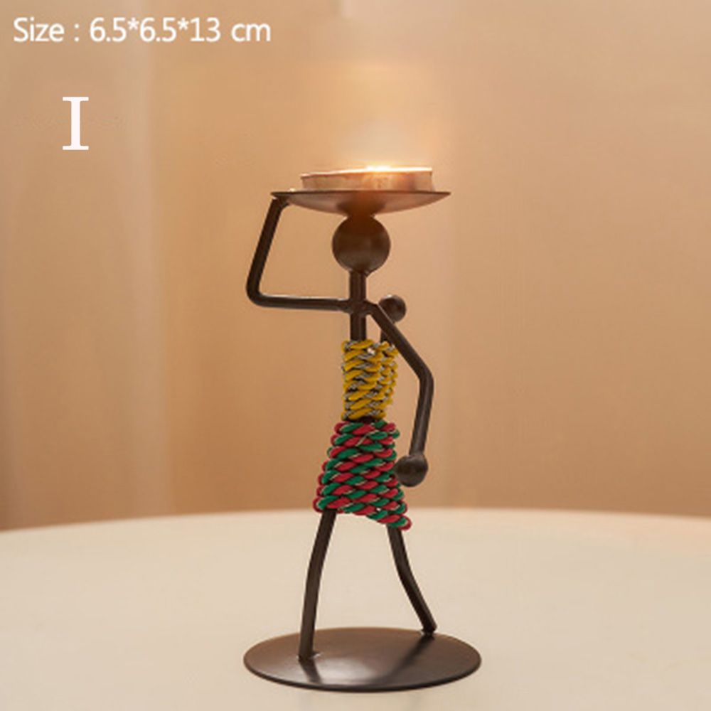 Metal candle holder abstract figure sculpture