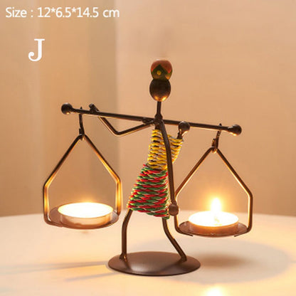 Metal candle holder abstract figure sculpture