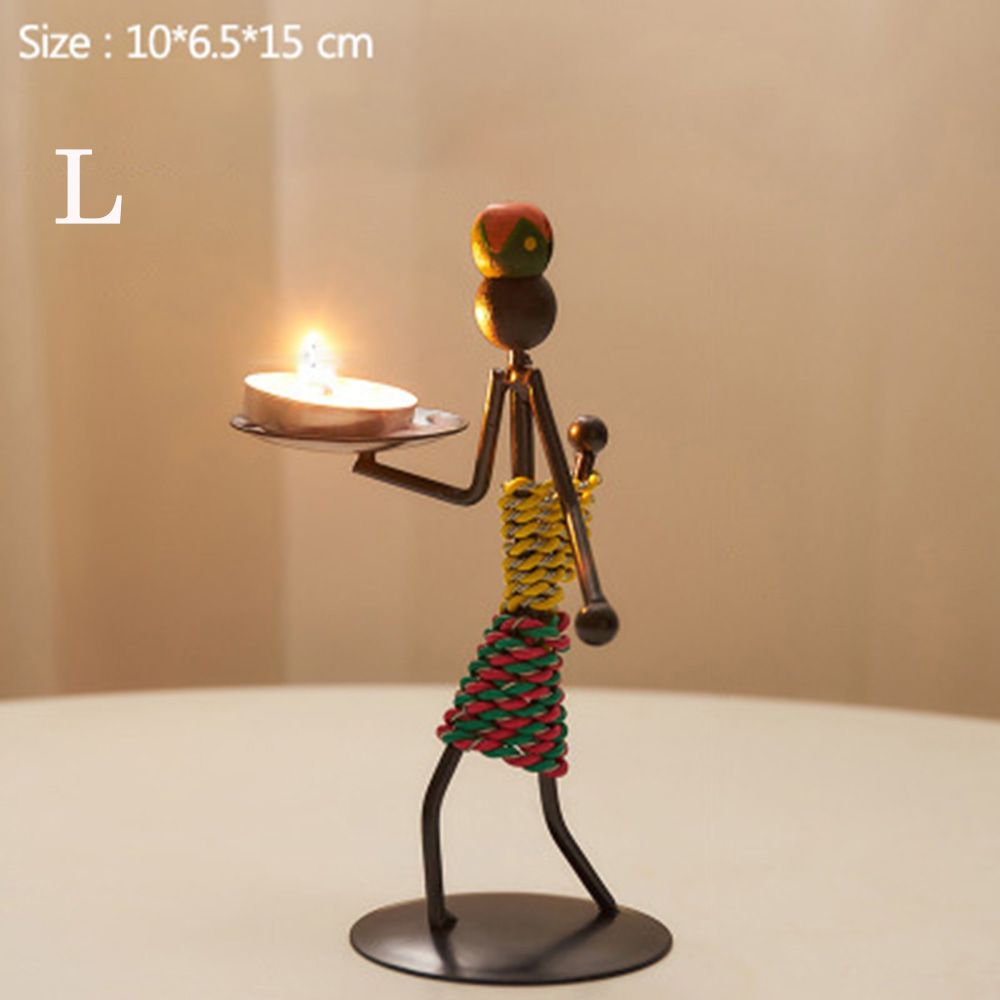 Metal candle holder abstract figure sculpture